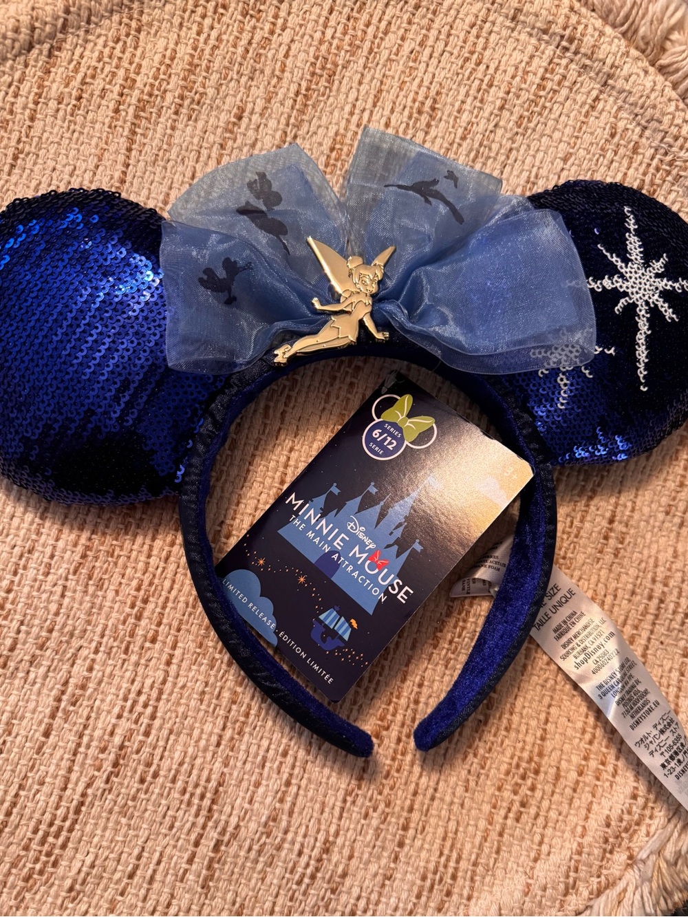 Disney Blue Sequin Minnie Mouse Tinker Bell Ear Headband